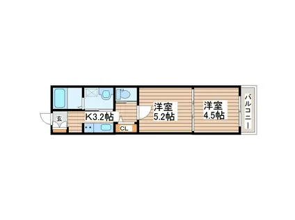 エトワール六丁の目(2K/1階)の間取り写真