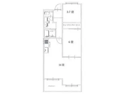 アローマグリーンヒル(2LDK/4階)の間取り写真