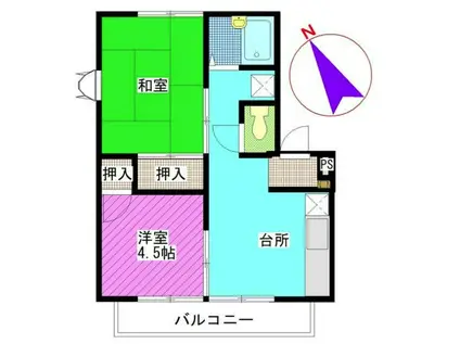 ヴィラグリーン(2K/2階)の間取り写真