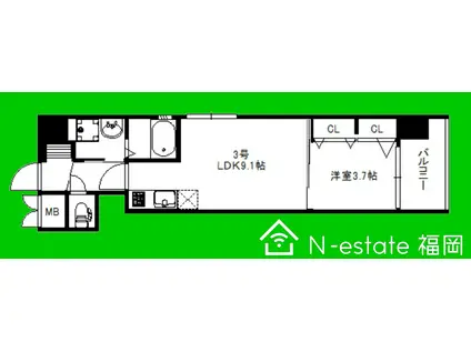 MODERN PALAZZO 姪浜 ノース(1LDK/2階)の間取り写真