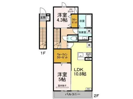 D-ROOMルポ(2LDK/2階)の間取り写真