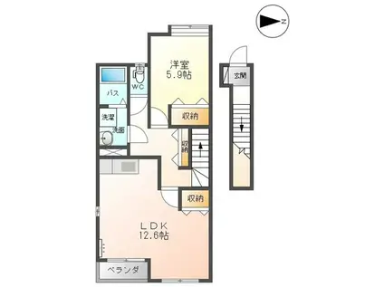 エクセレントプレイスI(1LDK/2階)の間取り写真