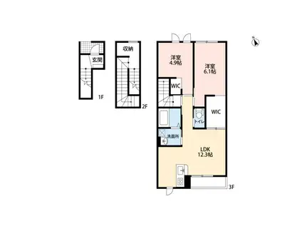 レジデンス麦(2LDK/3階)の間取り写真