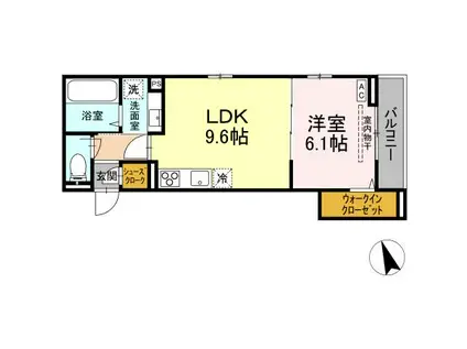 CAREER POCKET A 301(1LDK/3階)の間取り写真