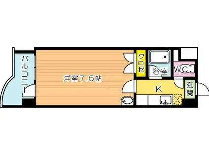 ニューサンリバー 6番館(1K/4階)の間取り写真