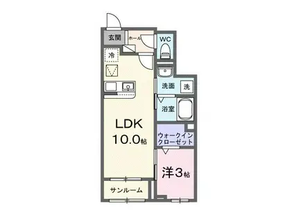 ヒカルサ羽生 サウス(1LDK/1階)の間取り写真
