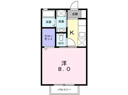 ラヴィランテFUNAOKA(1K/2階)の間取り写真