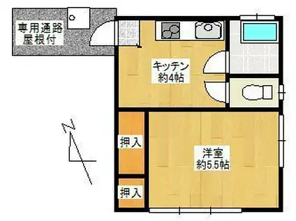 ちづる荘(1K/2階)の間取り写真