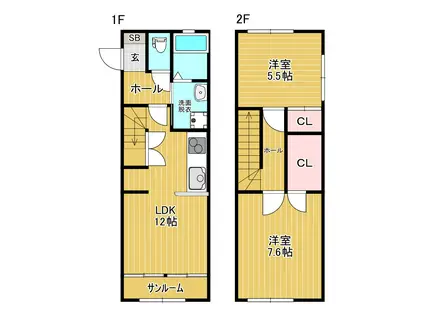 シルヴィオ(2LDK/1階)の間取り写真