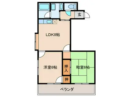 アビタシオン土田(2LDK/4階)の間取り写真