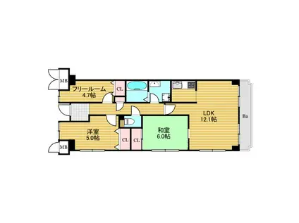 ファミリア三国(2LDK/4階)の間取り写真