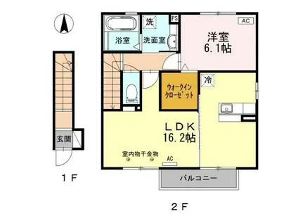 RICHESSE A(1LDK/2階)の間取り写真