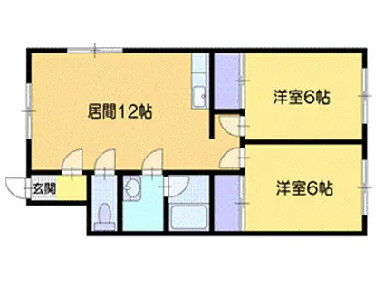 パークサイド花園(2LDK/1階)の間取り写真