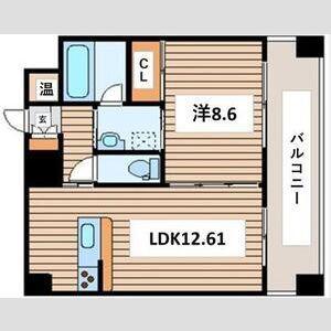 ファーストクラス市民病院前(1LDK/3階)の間取り写真