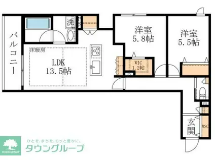 LA MAISON 千年(2LDK/3階)の間取り写真