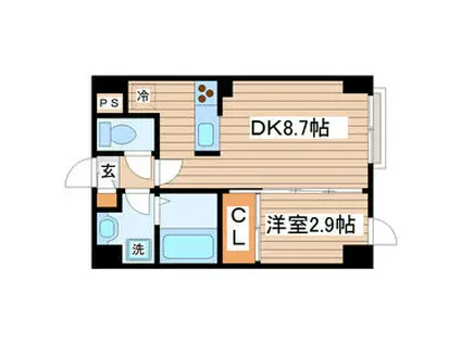 グリチネ石名坂(1DK/1階)の間取り写真