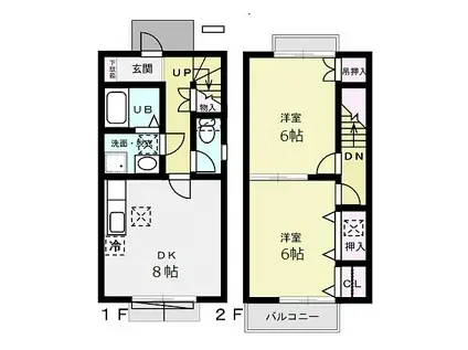 ウェルシーイナ A(2DK/1階)の間取り写真