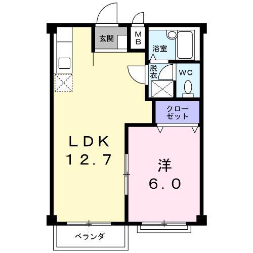 エルディム鈴木(1LDK/2階)の間取り写真