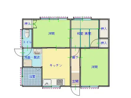 サンパレス吉岡(3DK/2階)の間取り写真