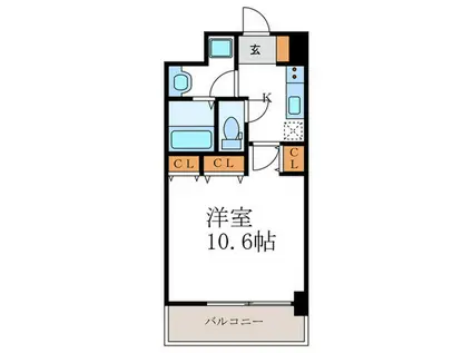 グランレブリー桂川サウススクエア(1K/6階)の間取り写真