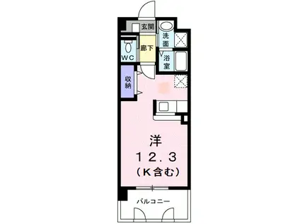 シャンテ 1KT(ワンルーム/4階)の間取り写真
