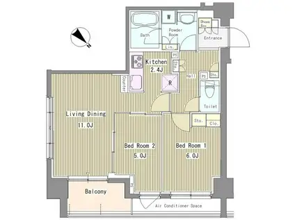 リベルテ月島(2LDK/3階)の間取り写真