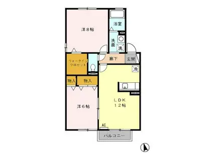 GREEN HILLS(2LDK/2階)の間取り写真