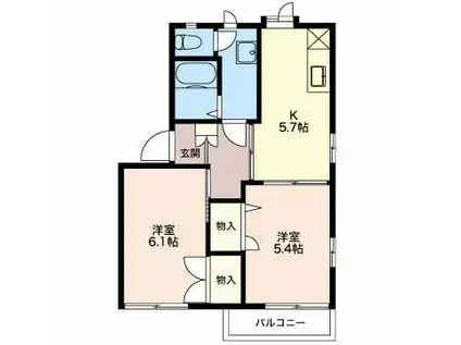 パルレ平林(2K/1階)の間取り写真