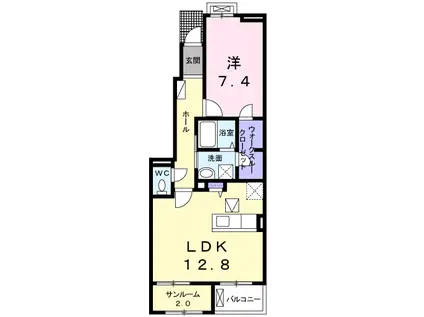 ルピナス(1LDK/1階)の間取り写真