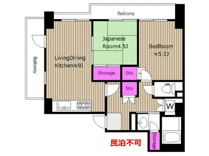 2026年2月リノベ グランコールス東北沢 WD(2LDK/3階)の間取り写真