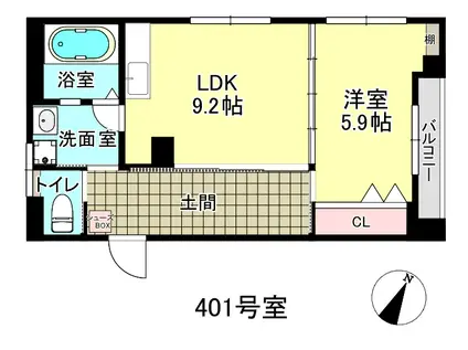 フラッツ310ビル(1LDK/4階)の間取り写真