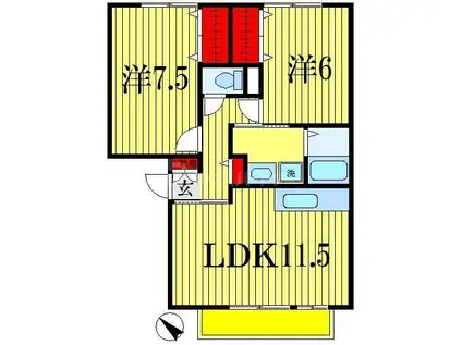 パークサイド西船A・B(2LDK/2階)の間取り写真