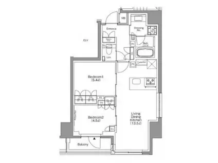 ザ・パークハビオ本所吾妻橋(2LDK/2階)の間取り写真