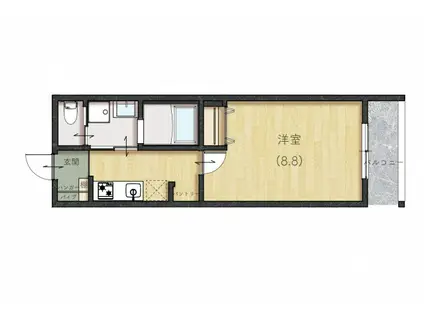 LIEN CORT宇品(1K/2階)の間取り写真