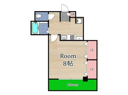 ライラック都島本通(1K/8階)の間取り写真