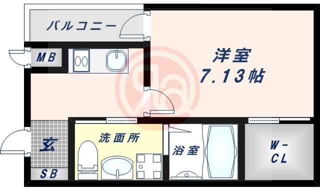 ブライト東住吉(1K/2階)の間取り写真
