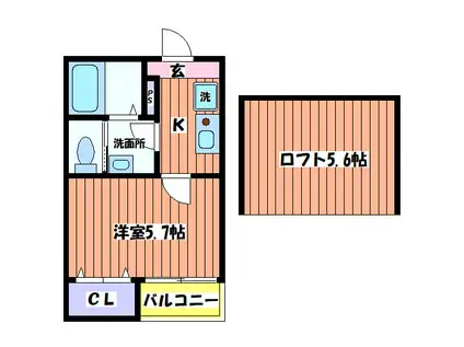 YMA矢川(1K/2階)の間取り写真