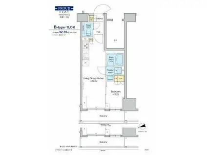 プラウドフラット本郷三丁目(1LDK/6階)の間取り写真