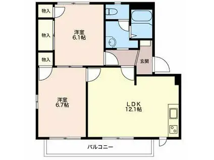 リラハイツ(2LDK/2階)の間取り写真