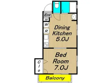 プリムラ(1DK/2階)の間取り写真