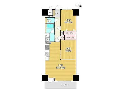 アパガーデンプレイス富山(2LDK/8階)の間取り写真