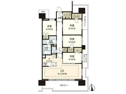 あすとレジデンシャルザ・タワー(4LDK/20階)の間取り写真