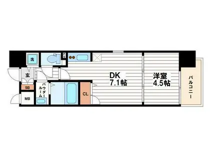 スワンズシティ心斎橋アネーロ(1DK/8階)の間取り写真