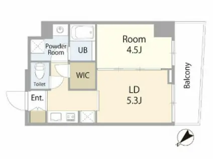 エキューム川崎(1LDK/7階)の間取り写真