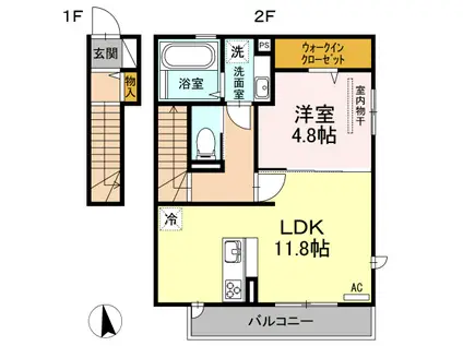 ブラン惣利(1LDK/2階)の間取り写真