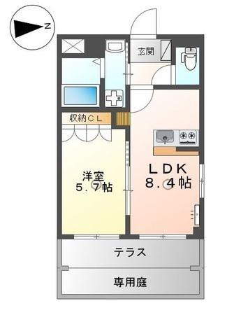 サンパレス(1LDK/1階)の間取り写真