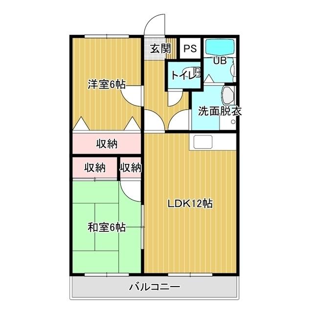 レジデンス秋山II(2LDK/3階)の間取り写真