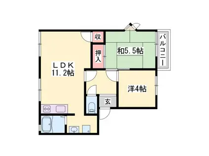 フレグランス粟津(2LDK/2階)の間取り写真