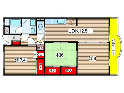 グリーンハイツマスダ(3LDK/4階)の間取り写真
