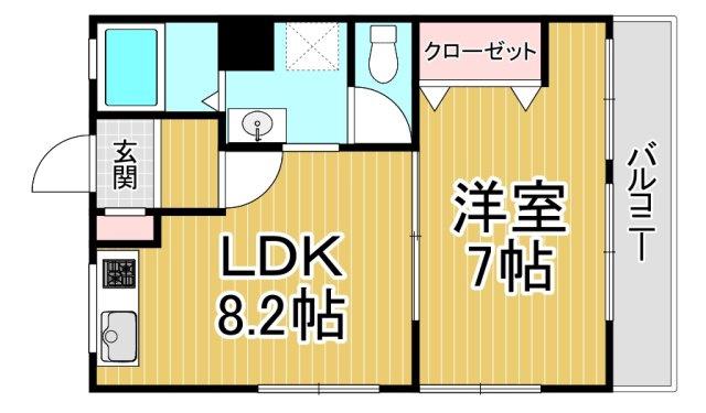 ハイツ77(1LDK/2階)の間取り写真